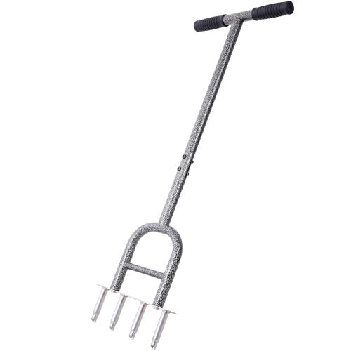 Lawn Coring Aerator, 4 Corer Plug Aerator Tool With Soft Rubber Grip, Manual Grass Aerating Tool, Garden Tool & Cleaning Hand Tool For Loosening Soil And Improving Lawn Health