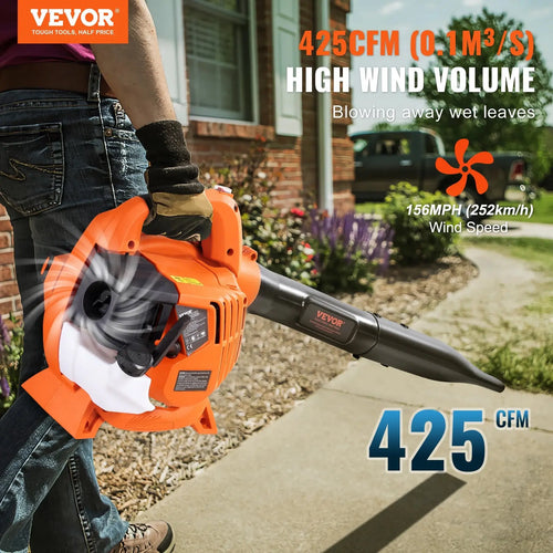 Leaf Blower, 26CC 2-Cycle Handheld Leaf Blower, 2-in-1 Blower 425CFM Air Volume 156MPH Speed, Ideal For Lawn Care, Leaf Cleaning, And Snow Removal 1