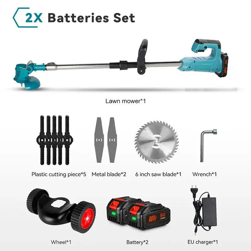 1500W Cordless String Trimmer - 7-Inch Mowing Width 12000RPM Grass Cutter With Telescopic Handle  For MAKITA Batteries 1