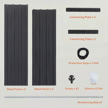 Outdoor Galvanized Raised Garden Bed Kit, Black Rectangle Planter For Vegetables, Fruits, And Herbs