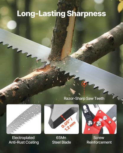 Manual Pole Saw Extendable Pole Tree Pruner 3.87 - 27 Ft With Scissors