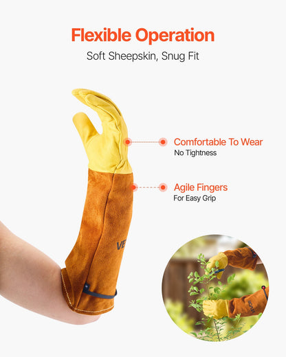 Gardening Gloves Thorn Proof Long Leather Rose Pruning Gloves For Men & Women