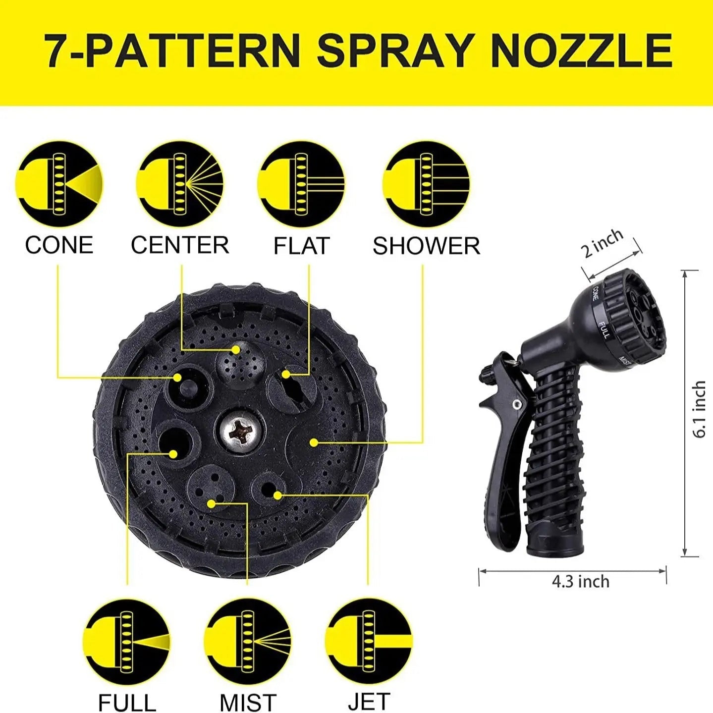 100ft Flexible Stainless Steel Garden Hose with 10 - Pattern Spray Nozzles - soilcommander