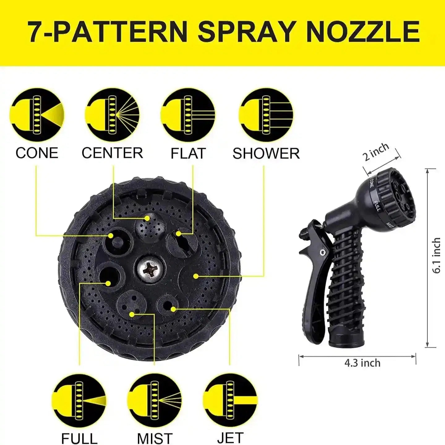 100ft Flexible Stainless Steel Garden Hose with 10 - Pattern Spray Nozzles - soilcommander