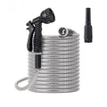 100ft Flexible Stainless Steel Garden Hose with 10 - Pattern Spray Nozzles - soilcommander