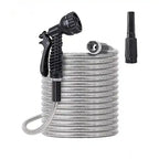 100ft Flexible Stainless Steel Garden Hose with 10 - Pattern Spray Nozzles - soilcommander