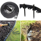 10m Flexible Black Lawn Edging Kit With 30 Stakes - soilcommander