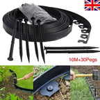 10m Flexible Black Lawn Edging Kit With 30 Stakes - soilcommander