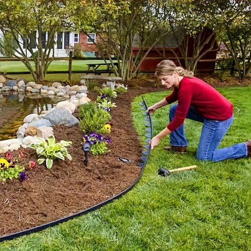 10m Flexible Black Lawn Edging Kit With 30 Stakes - soilcommander