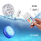 13 Led Submersible Light for Swimming Pool Garden Fountain Bathroom IP68 Waterproof Underwater Lamp with Suction Cup RF Remote - soilcommander