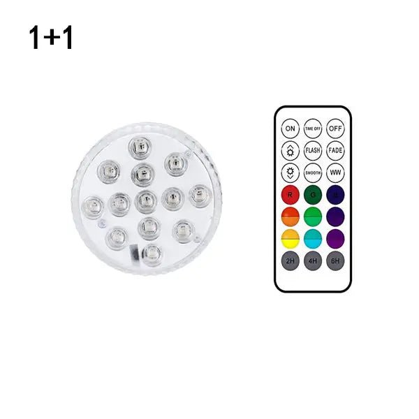 13 Led Submersible Light for Swimming Pool Garden Fountain Bathroom IP68 Waterproof Underwater Lamp with Suction Cup RF Remote - soilcommander
