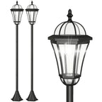 1.3m Solar Lamp Post Set (2 Pcs) - Outdoor Pathway Lighting - soilcommander