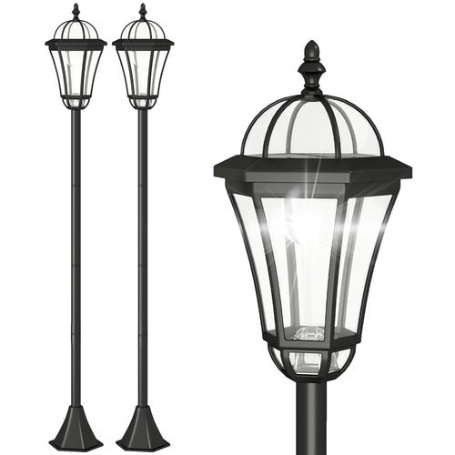 1.3m Solar Lamp Post Set (2 Pcs) - Outdoor Pathway Lighting - soilcommander