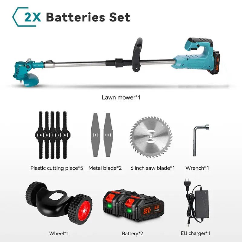 1500W Cordless String Trimmer - 7 - Inch Mowing Width 12000RPM Grass Cutter With Telescopic Handle For MAKITA Batteries - soilcommander
