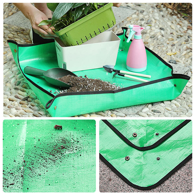 Waterproof soil replacement pad for garden use, showcasing durable material and protective design for plants.