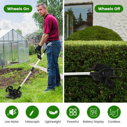 1Set 21V Electric Weed Edger Cordless String Trimmer With 2Pcs3000mAh Batteries 3.6-4.6FT Length 90 Degree Rotatable Angle Saw Blades Steel Blades String Blades Fedex Shipping
