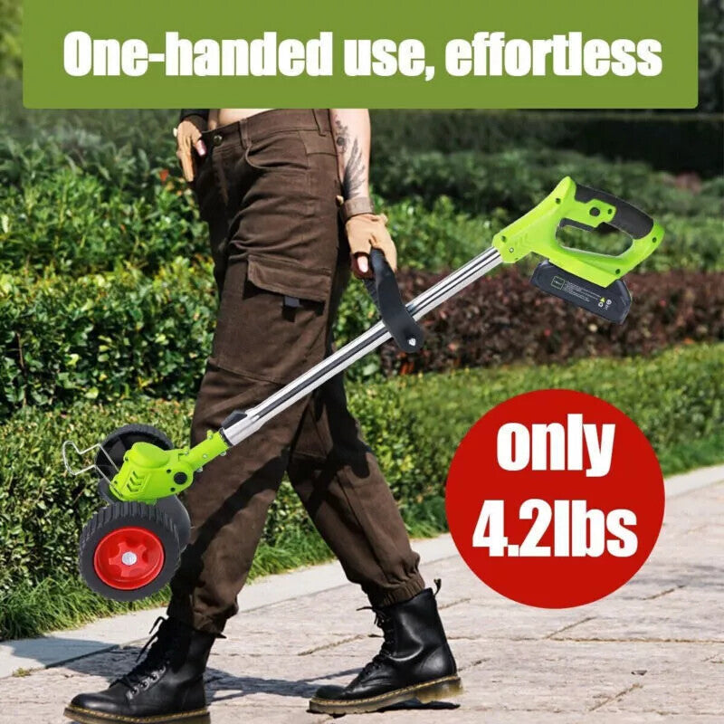 21V Cordless Strimmer Grass Trimmer Tree Cutter Garden Edger Electric 2Batteries