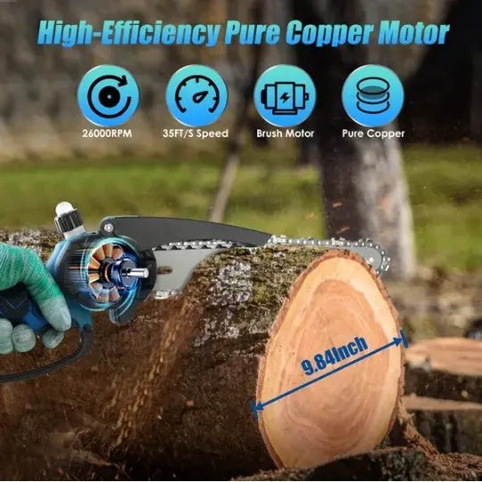 2 - in - 1 Cordless Pole Saw & Adjustable Length Chainsaw with Auto Oiler Safety Switch For Wood Cutting - 2Pcs 21V 3.0Ah Batteries Included - soilcommander