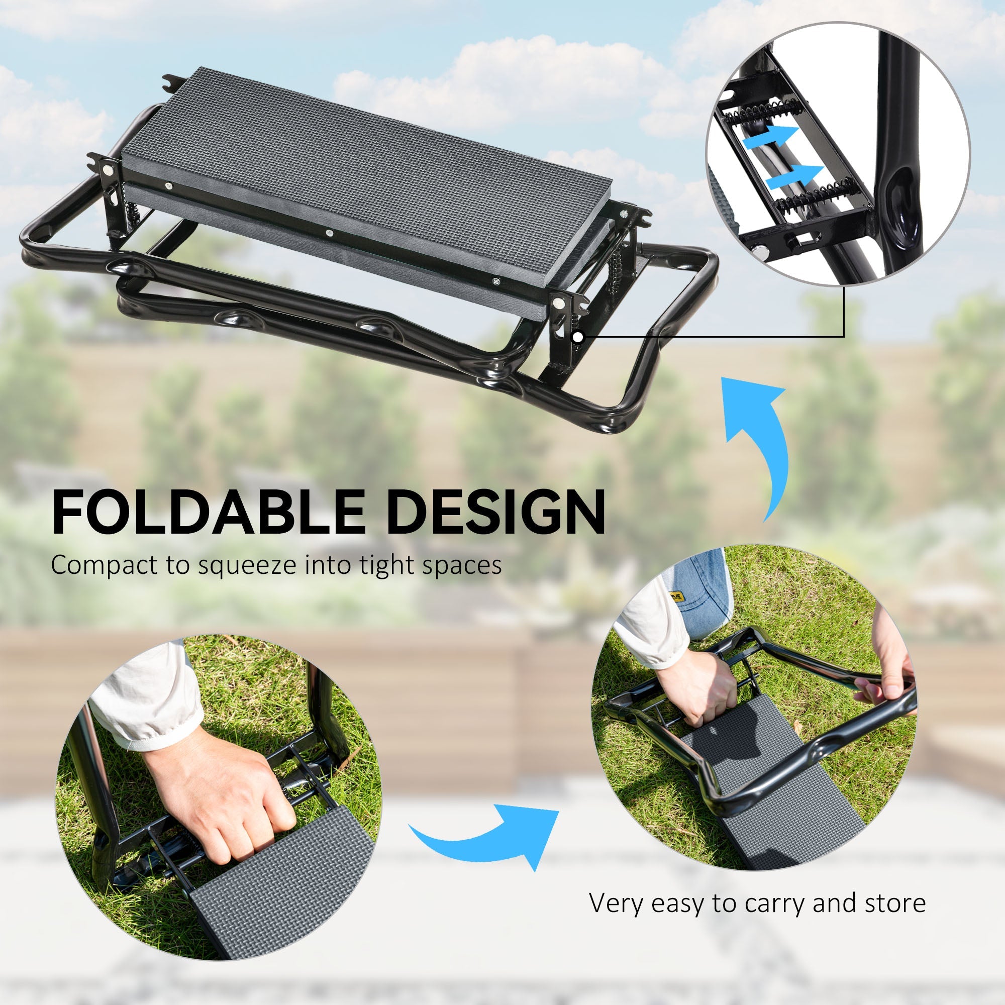 2 - in - 1 Foldable Garden Kneeler and Seat with Foam Pad and Tool Bag - soilcommander
