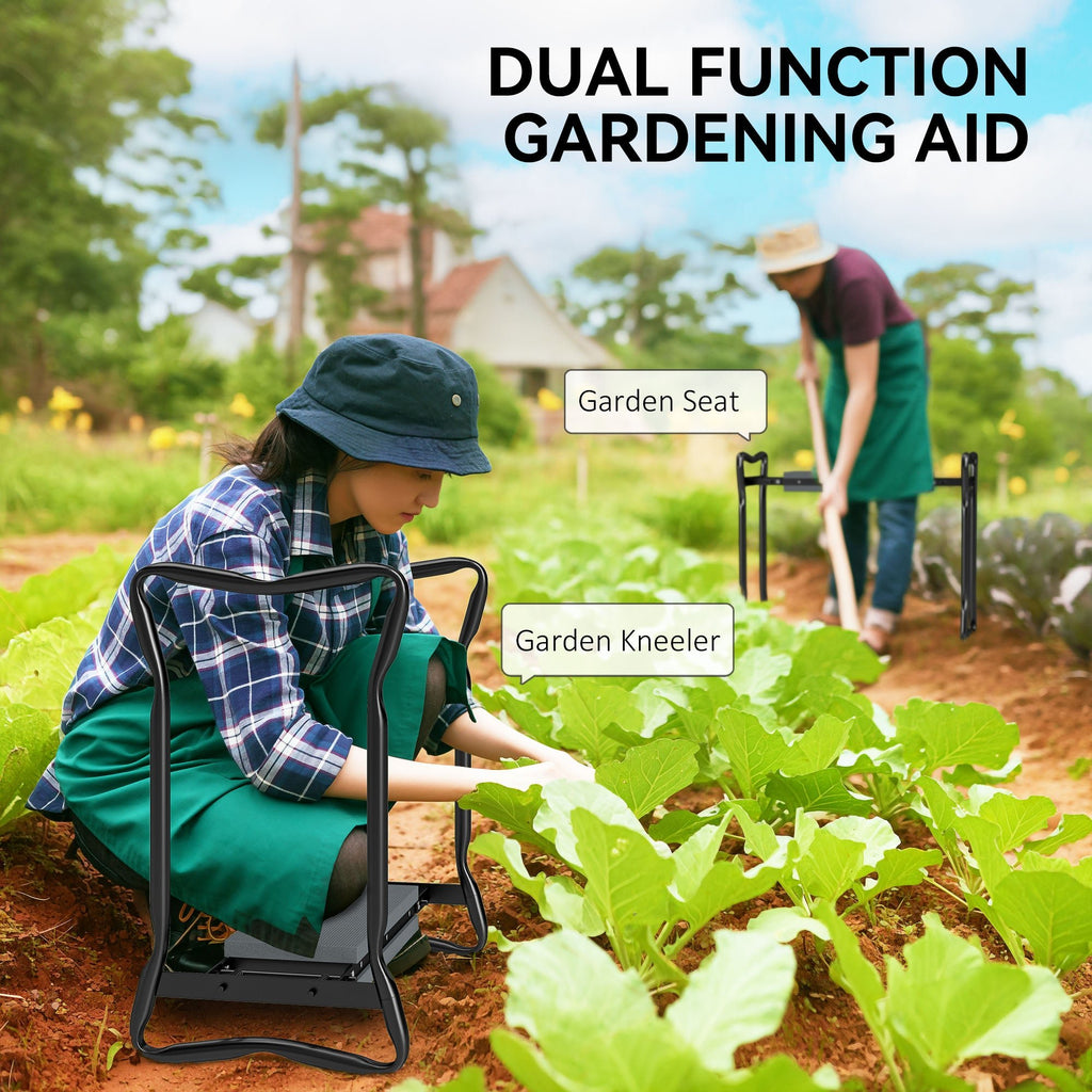 2 - in - 1 Foldable Garden Kneeler and Seat with Foam Pad and Tool Bag - soilcommander