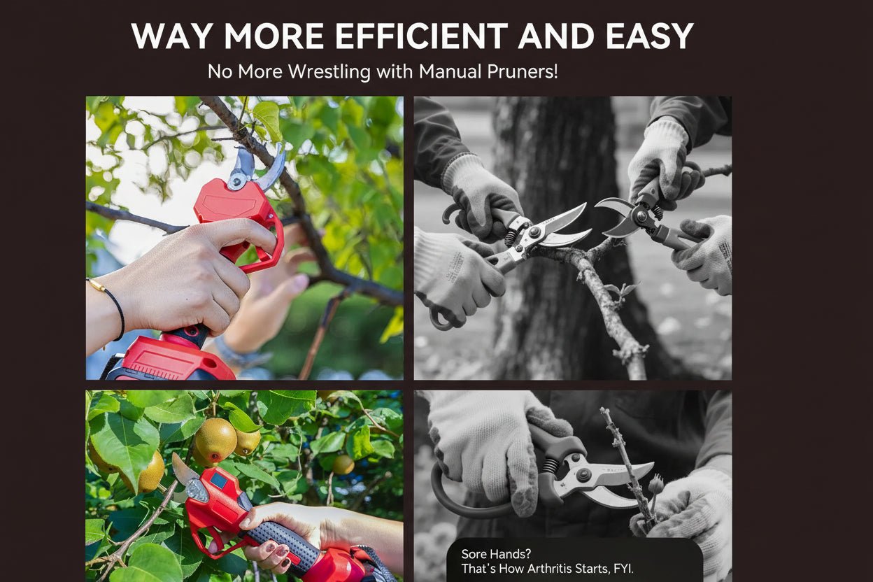 21V Cordless Electric Pruning Shears 28mm with 2 Batteries - soilcommander