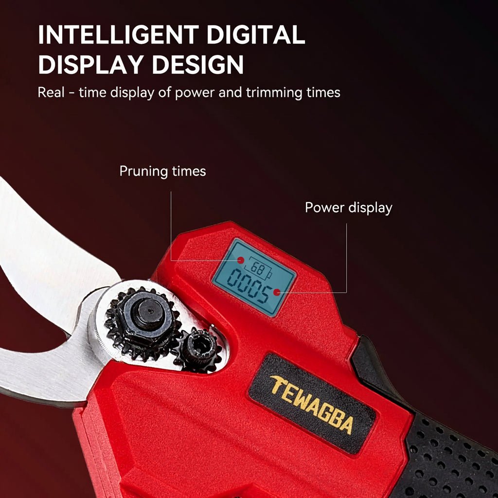 21V Cordless Electric Pruning Shears 28mm with 2 Batteries - soilcommander