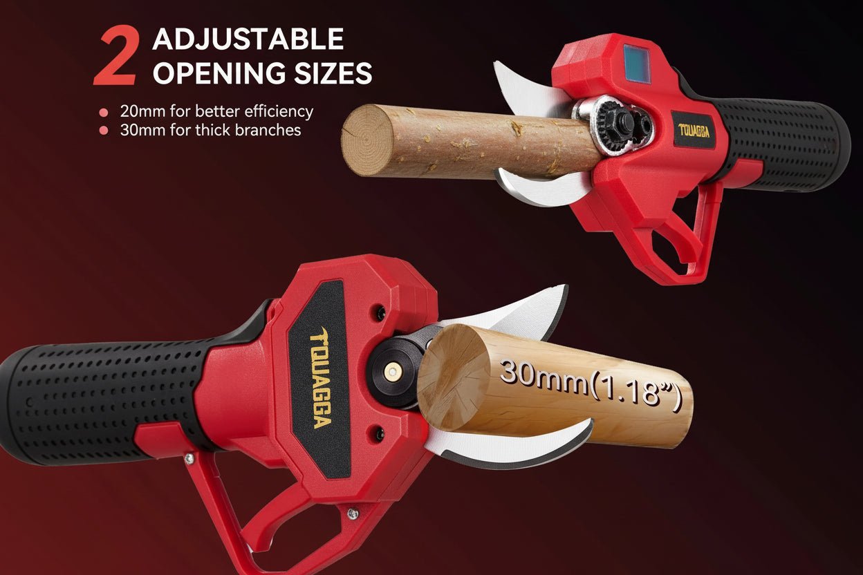 21V Cordless Electric Pruning Shears 28mm with 2 Batteries - soilcommander