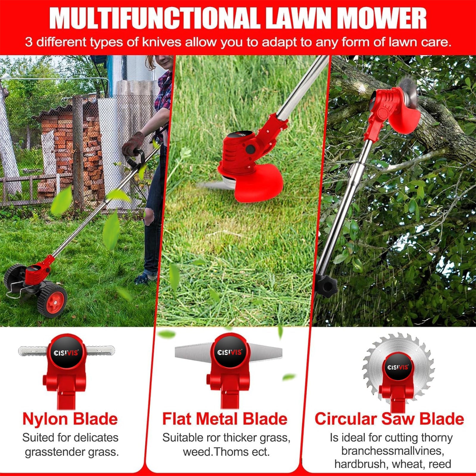 21V Cordless Grass Trimmer & Edger Kit | 2 Batteries & 3 Blade Types - soilcommander