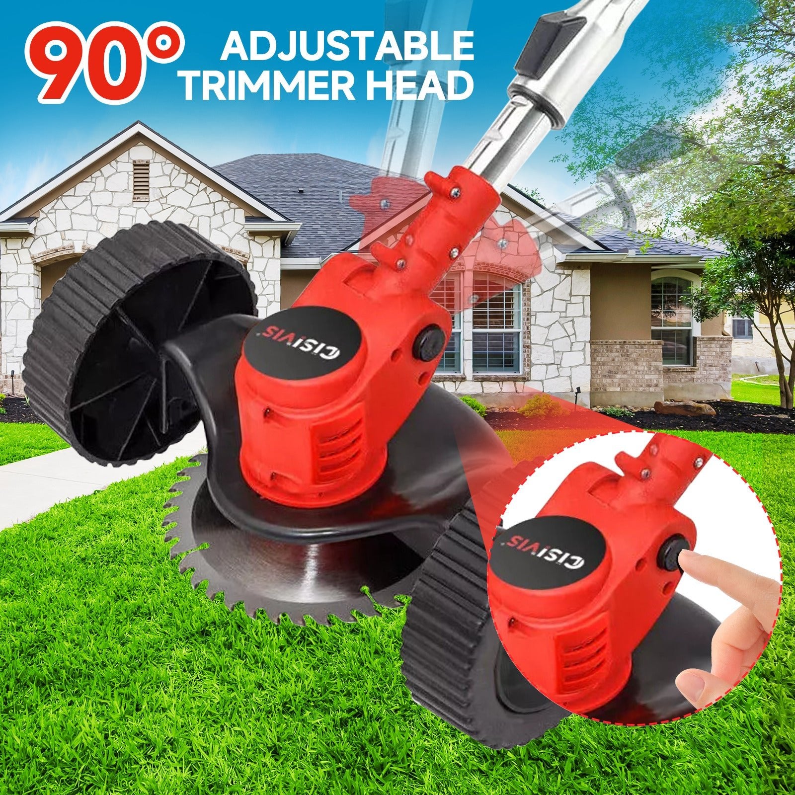 21V Cordless Grass Trimmer & Edger Kit | 2 Batteries & 3 Blade Types - soilcommander