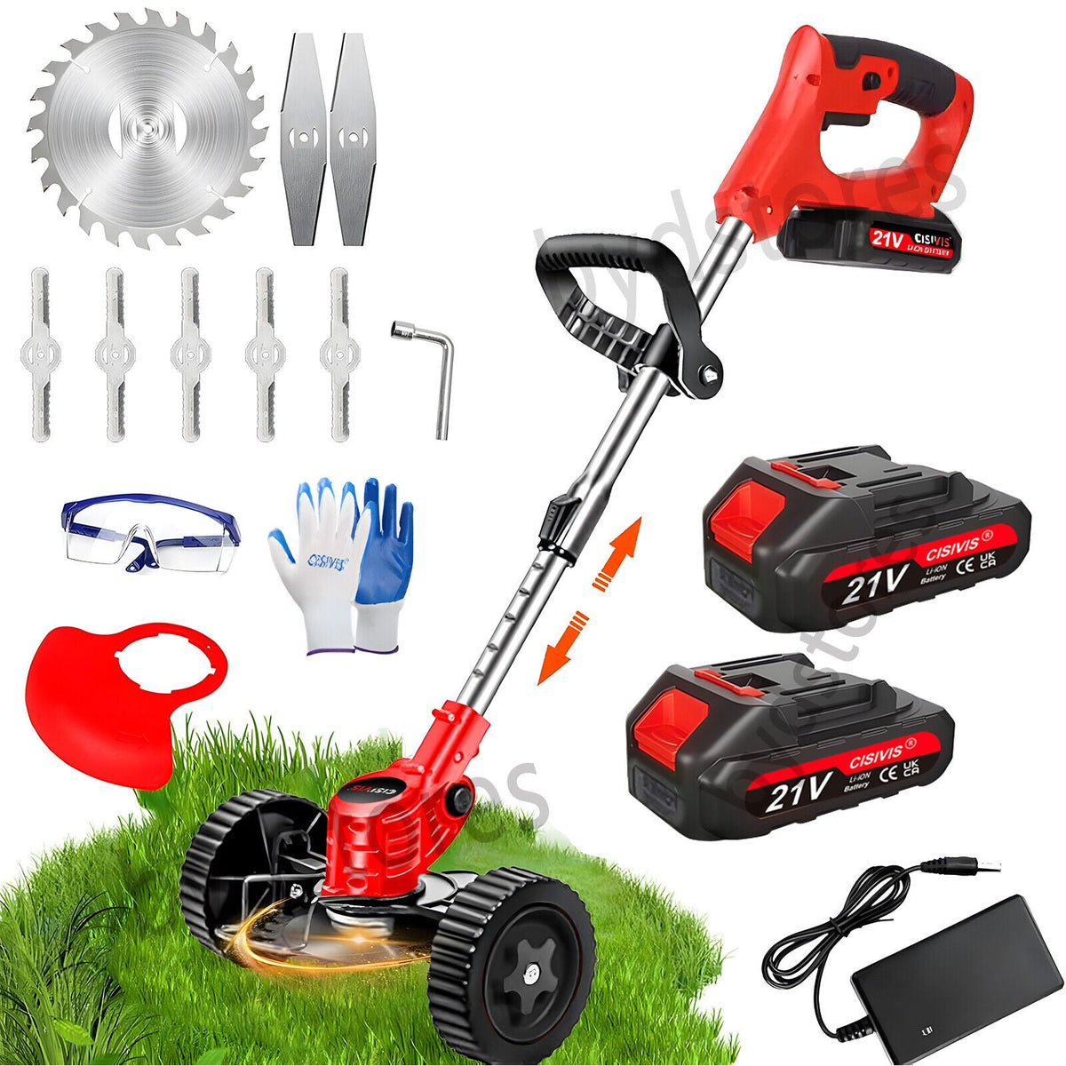 21V Cordless Grass Trimmer & Edger Kit | 2 Batteries & 3 Blade Types - soilcommander