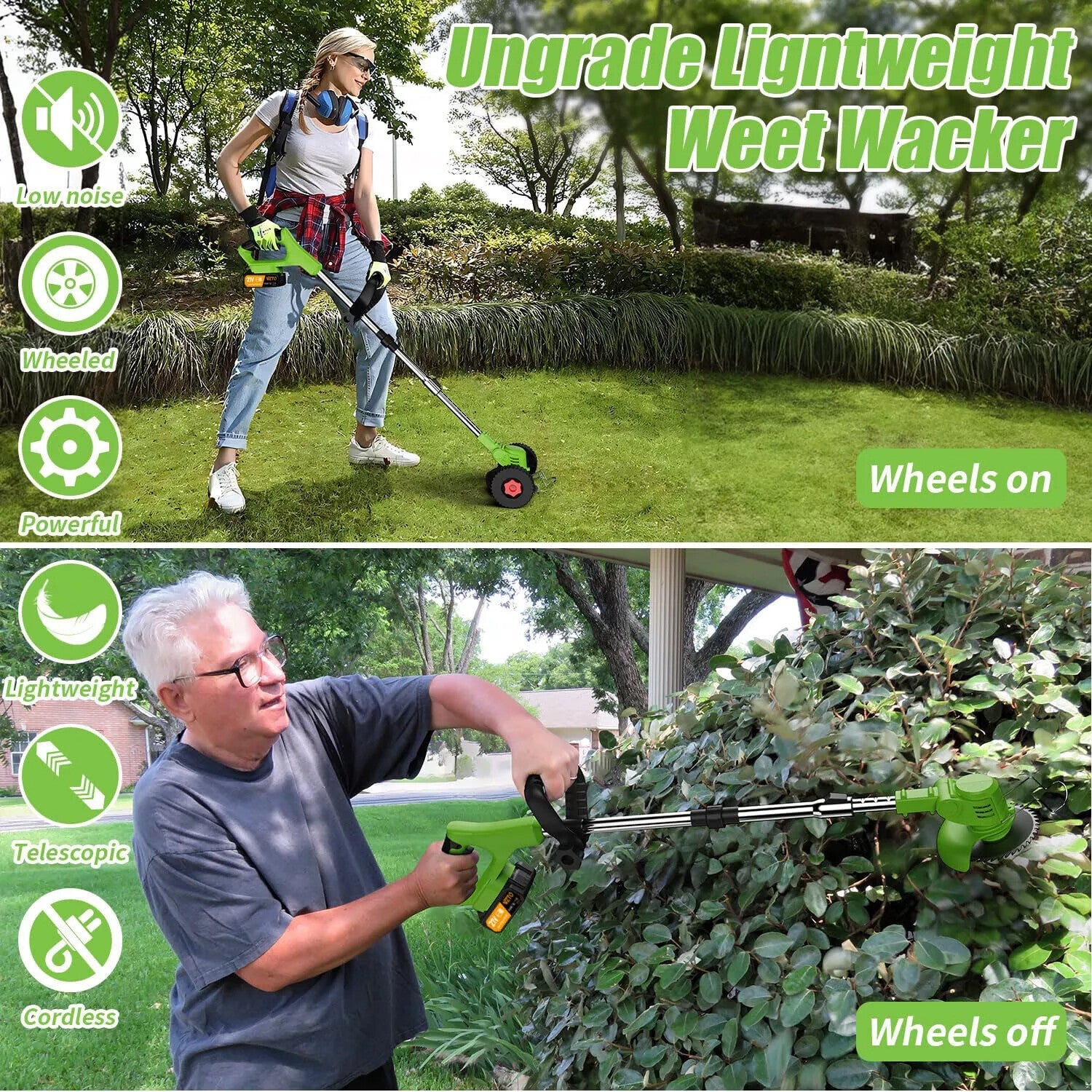 21V Cordless Grass Trimmer & Garden Edger | 2 Batteries - soilcommander