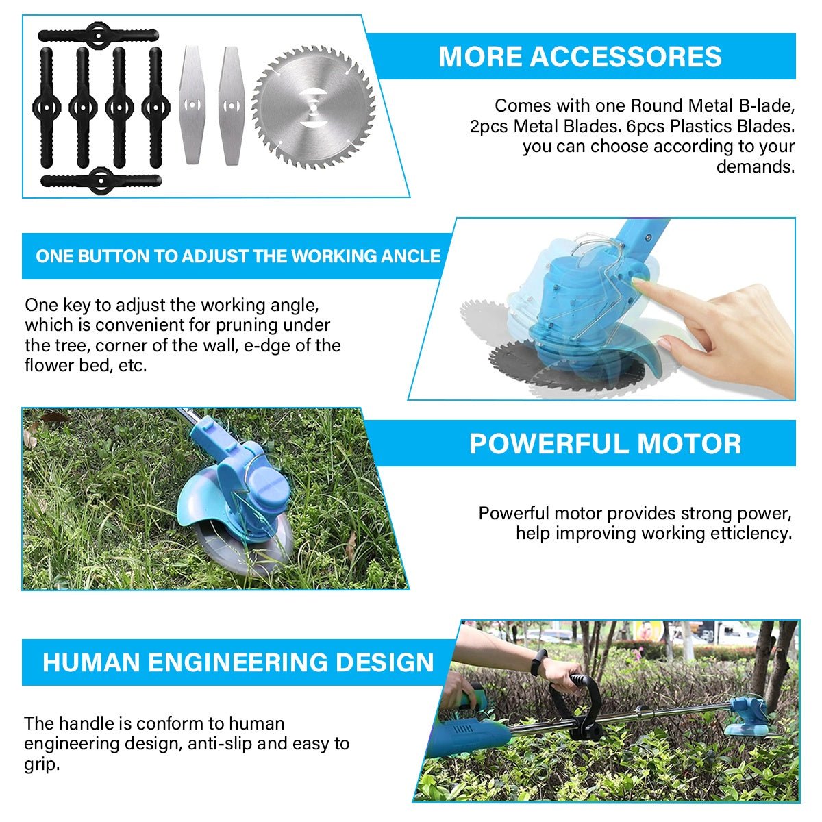 21V Cordless Grass Trimmer & Garden Edger | 2 Batteries - soilcommander
