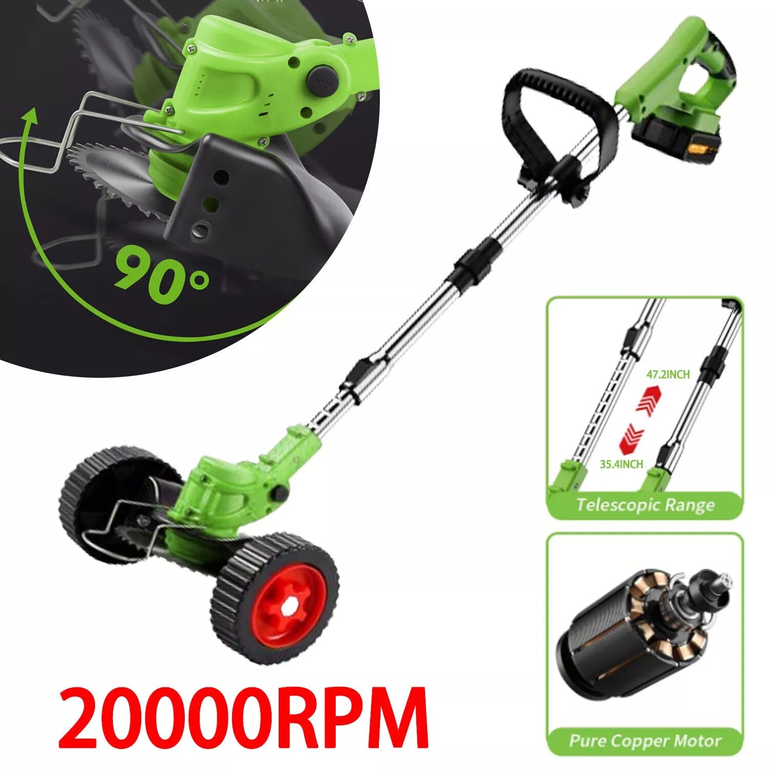 21V Cordless Grass Trimmer & Garden Edger | 2 Batteries - soilcommander