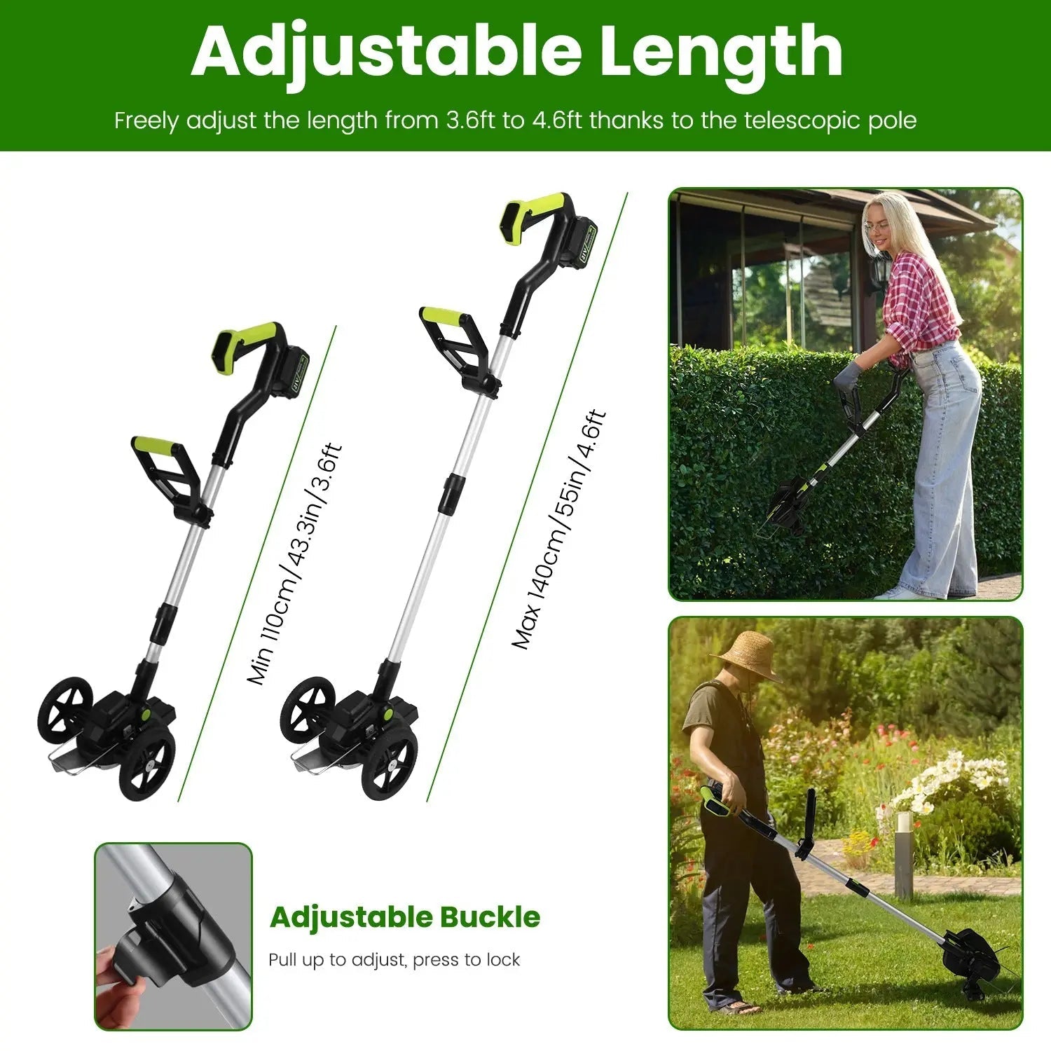 21V Electric Weed Edger Cordless String Trimmer with 2Pcs Batteries - soilcommander