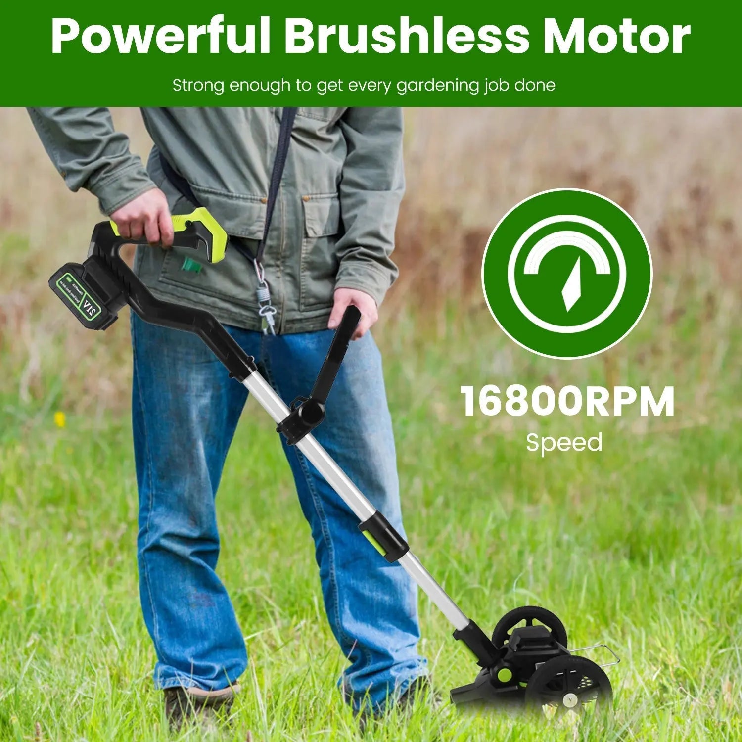 21V Electric Weed Edger Cordless String Trimmer with 2Pcs Batteries - soilcommander