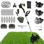 21V Electric Weed Edger Cordless String Trimmer with 2Pcs Batteries - soilcommander
