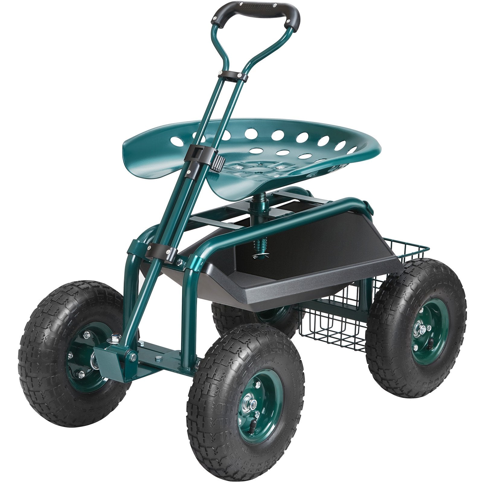Heavy-Duty Garden Scooter Cart with Steering Handle