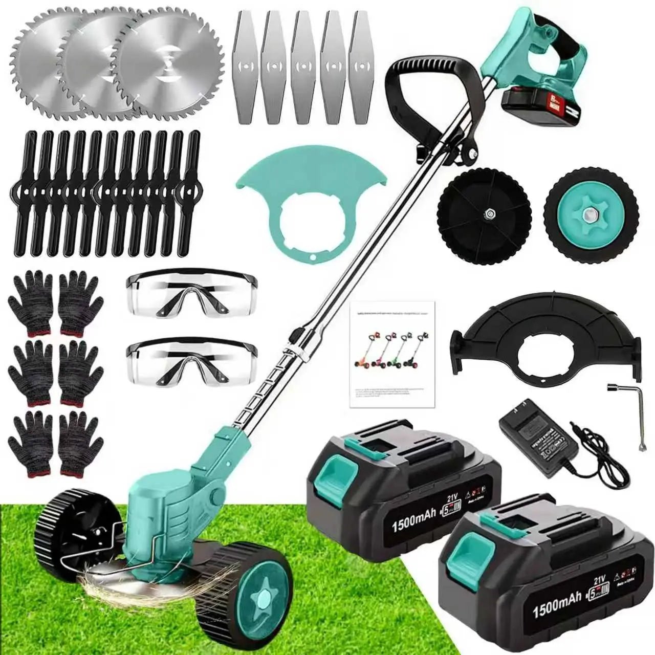 3 - in - 1 Cordless Electric Weed Eater, Trimmer, Edger Combo with 2 Batteries - soilcommander