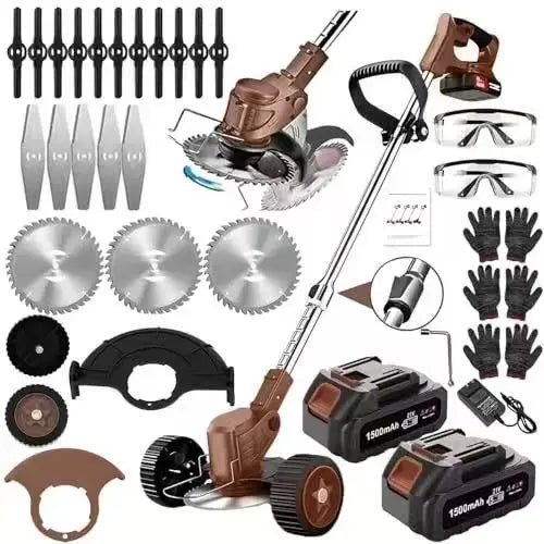 3 - in - 1 Cordless Electric Weed Eater, Trimmer, Edger Combo with 2 Batteries - soilcommander