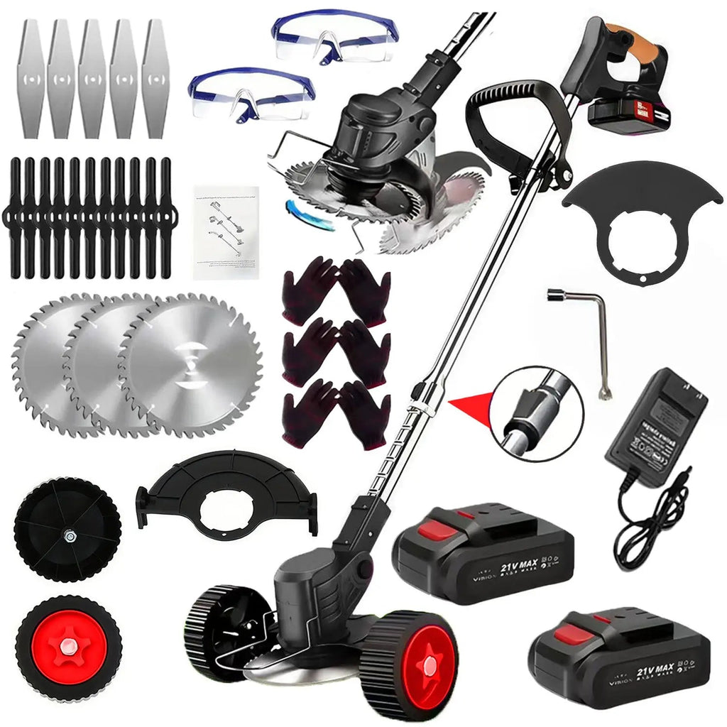 3 - in - 1 Cordless Electric Weed Eater, Trimmer, Edger Combo with 2 Batteries - soilcommander