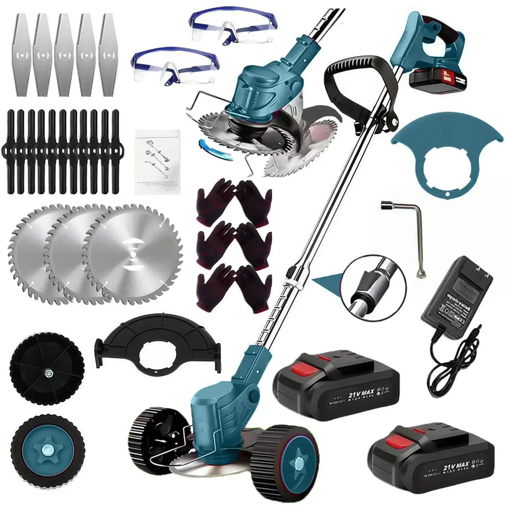 3 - in - 1 Cordless Electric Weed Eater, Trimmer, Edger Combo with 2 Batteries - soilcommander