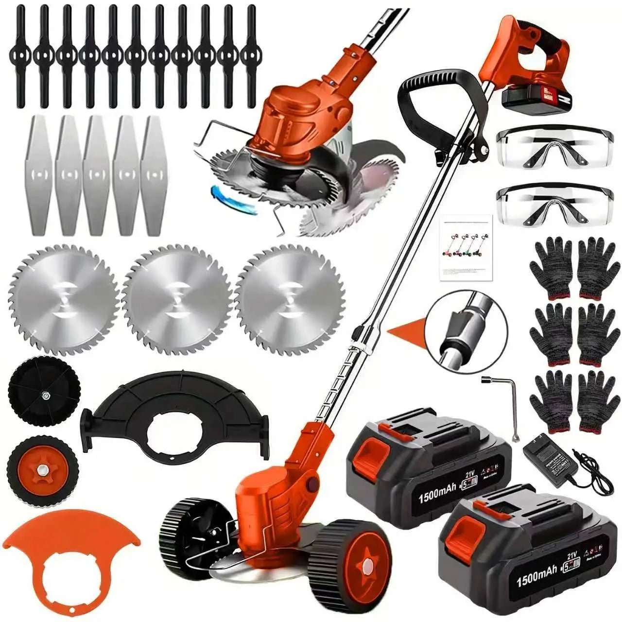 3 - in - 1 Cordless Electric Weed Eater, Trimmer, Edger Combo with 2 Batteries - soilcommander