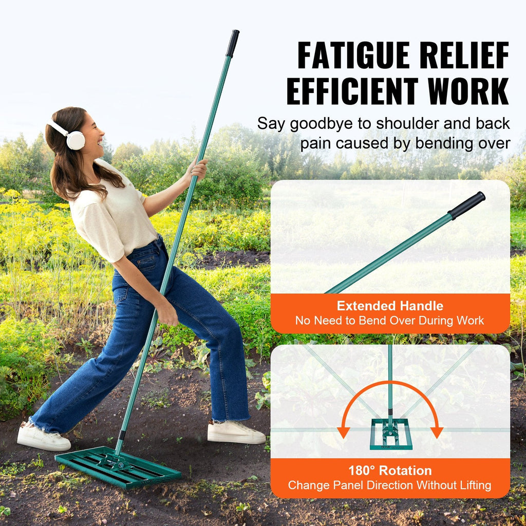 30 - Inch Lawn Leveling Rake with Extended Steel Handle - soilcommander