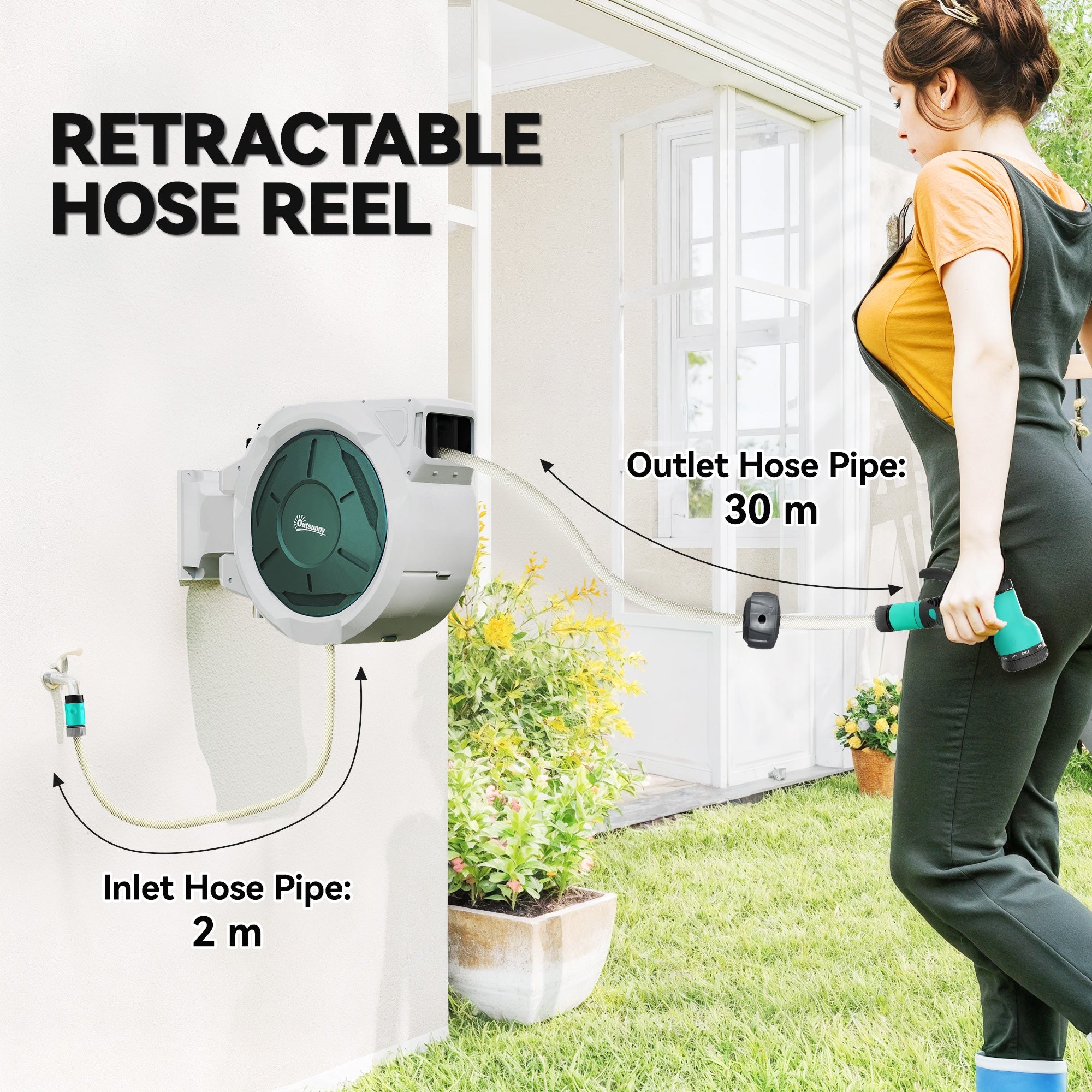 30m Retractable Hose Reel Wall Mounted & Lockable - soilcommander