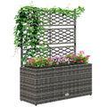 33L Light Grey Rattan Planter with Trellis for Climbing Plants - soilcommander
