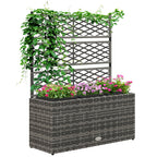 33L Light Grey Rattan Planter with Trellis for Climbing Plants - soilcommander