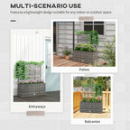 33L Light Grey Rattan Planter with Trellis for Climbing Plants - soilcommander