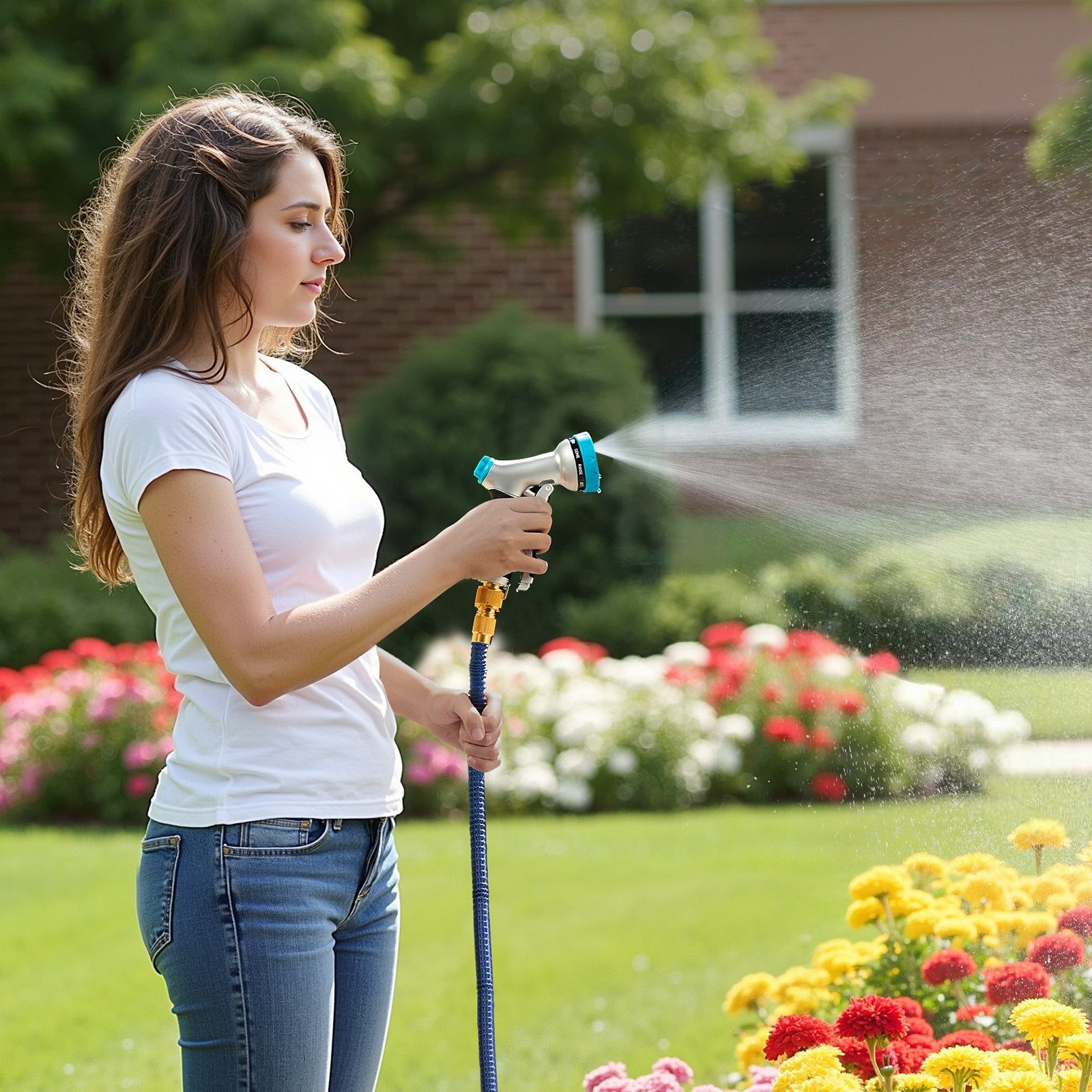 Heavy-Duty Adjustable 10-Spray Patterns Garden Hose Nozzle