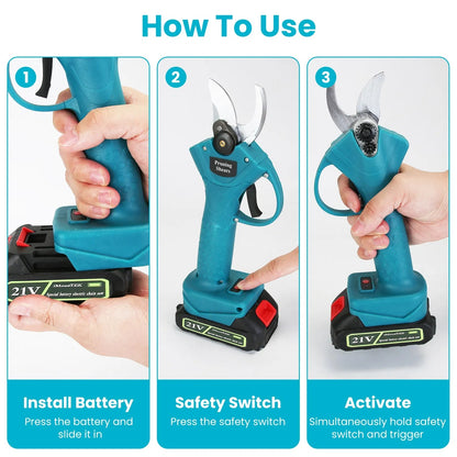 4-in-1 Pole Pruning Shears, Electric Pruning Shears & Pole Saws For Tree Trimming With 7 Adjustable Head Angles,Cordless Pole Shears And Battery Pole Saw With 2Pcs 3000mAh Rechargeable Batteries