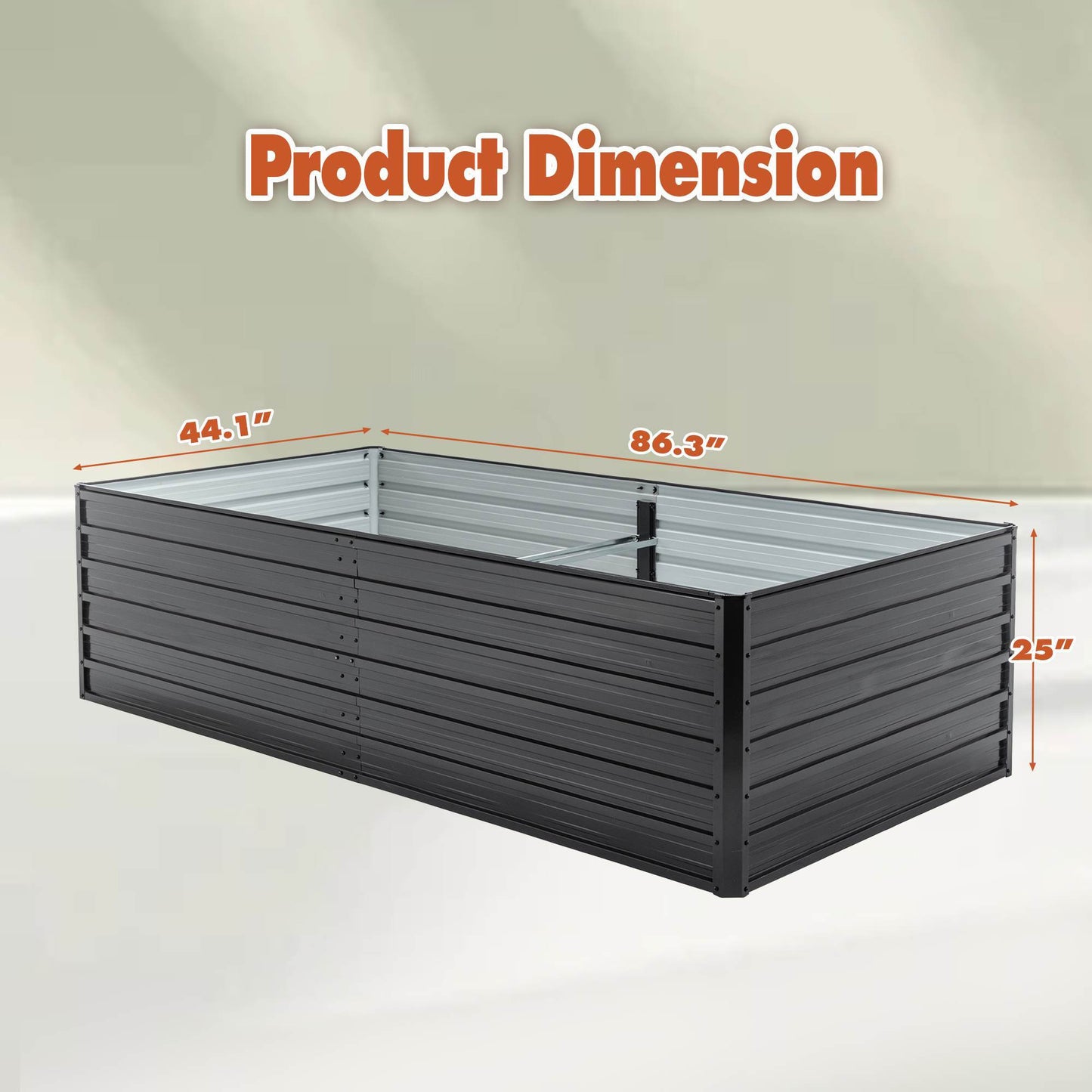 Outdoor Galvanized Raised Garden Bed Kit, Black Rectangle Planter For Vegetables, Fruits, And Herbs